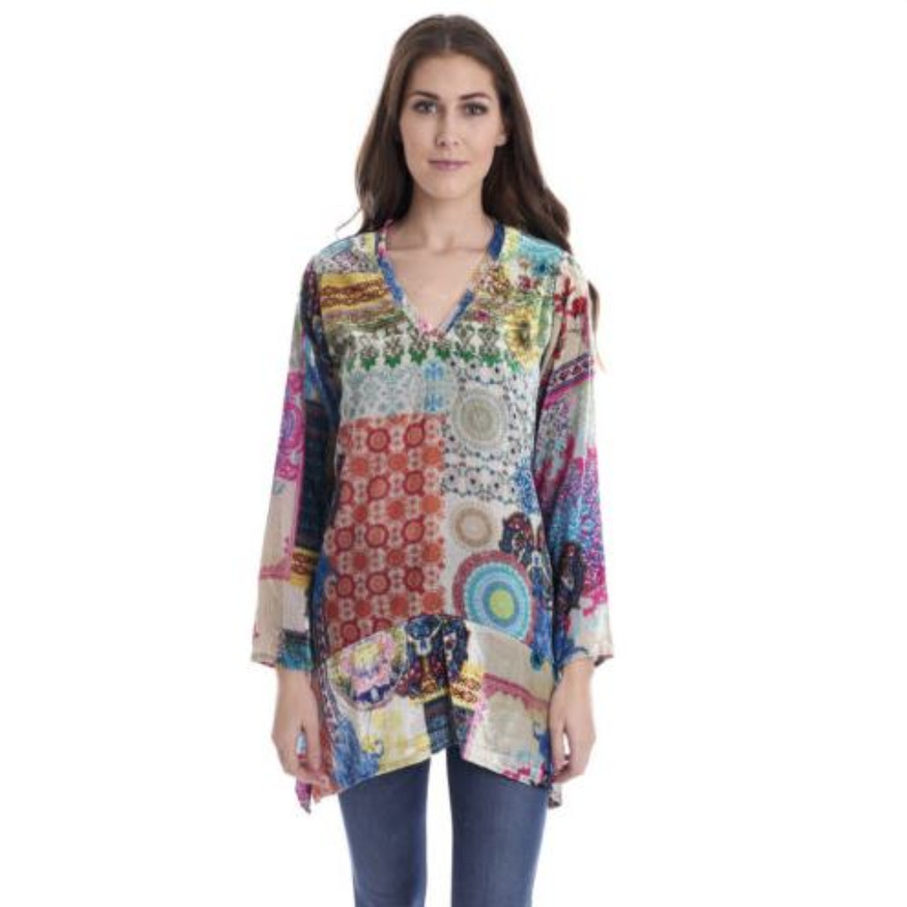 Johnny Was Gigi Velvet Tunic V Neck Long Sleeve